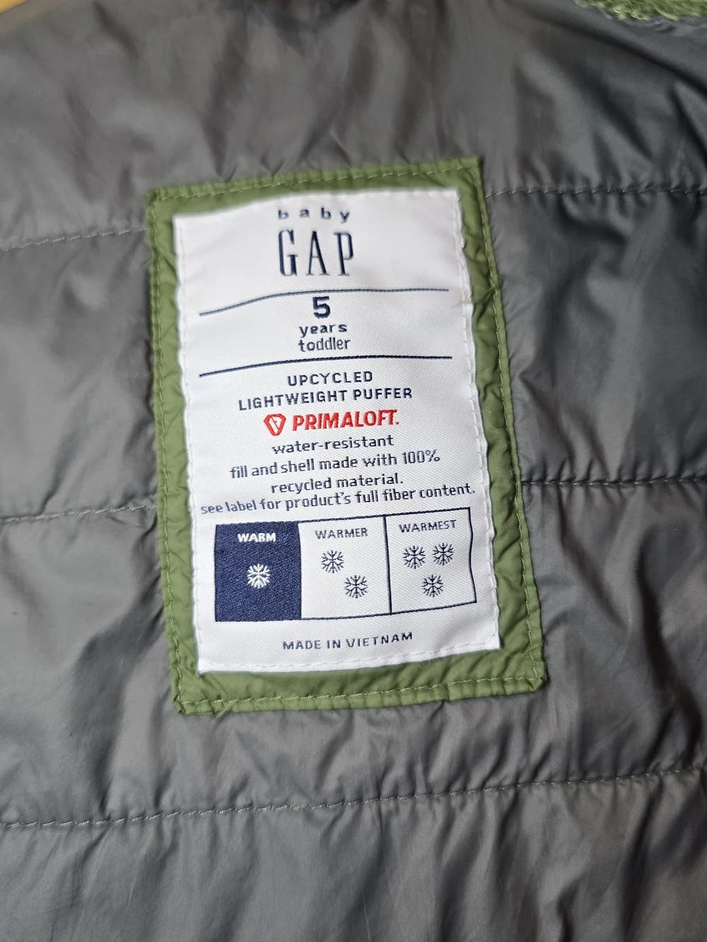 Gap Kids Olive Green Hooded Primaloft green dinosaur Puffer Jacket 5.